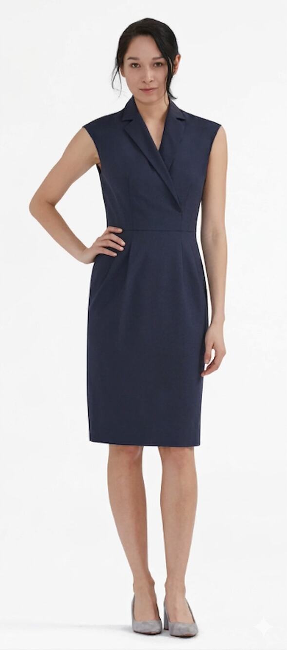 M.M.LaFleur The Catherine Dress Size 4 Navy Suiting Sheath Workwear